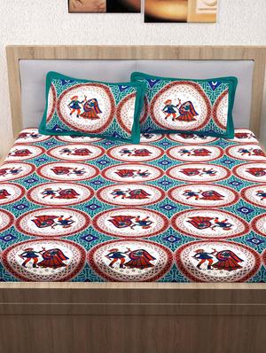 120 TC 100% Cotton Printed 2 Double Bedsheet With 4 Pillow Covers - 14893281 - Standard Image - 3