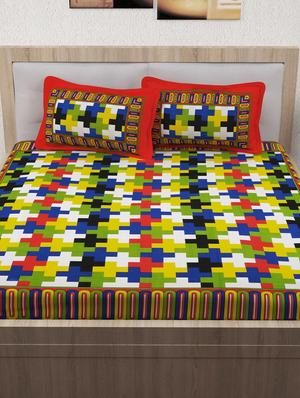 120 TC 100% Cotton Printed 2 Double Bedsheet With 4 Pillow Covers - 14893282 - Standard Image - 3