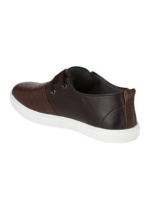 brown leatherette lace up sneaker - 14893346 - Standard Image - 3