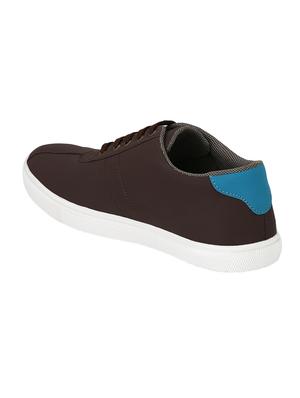 brown leatherette lace up sneaker - 14893352 - Standard Image - 3