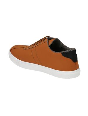 tan leatherette lace up sneaker - 14893353 - Standard Image - 3