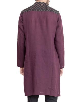 purple cotton long kurta - 14893474 - Standard Image - 3