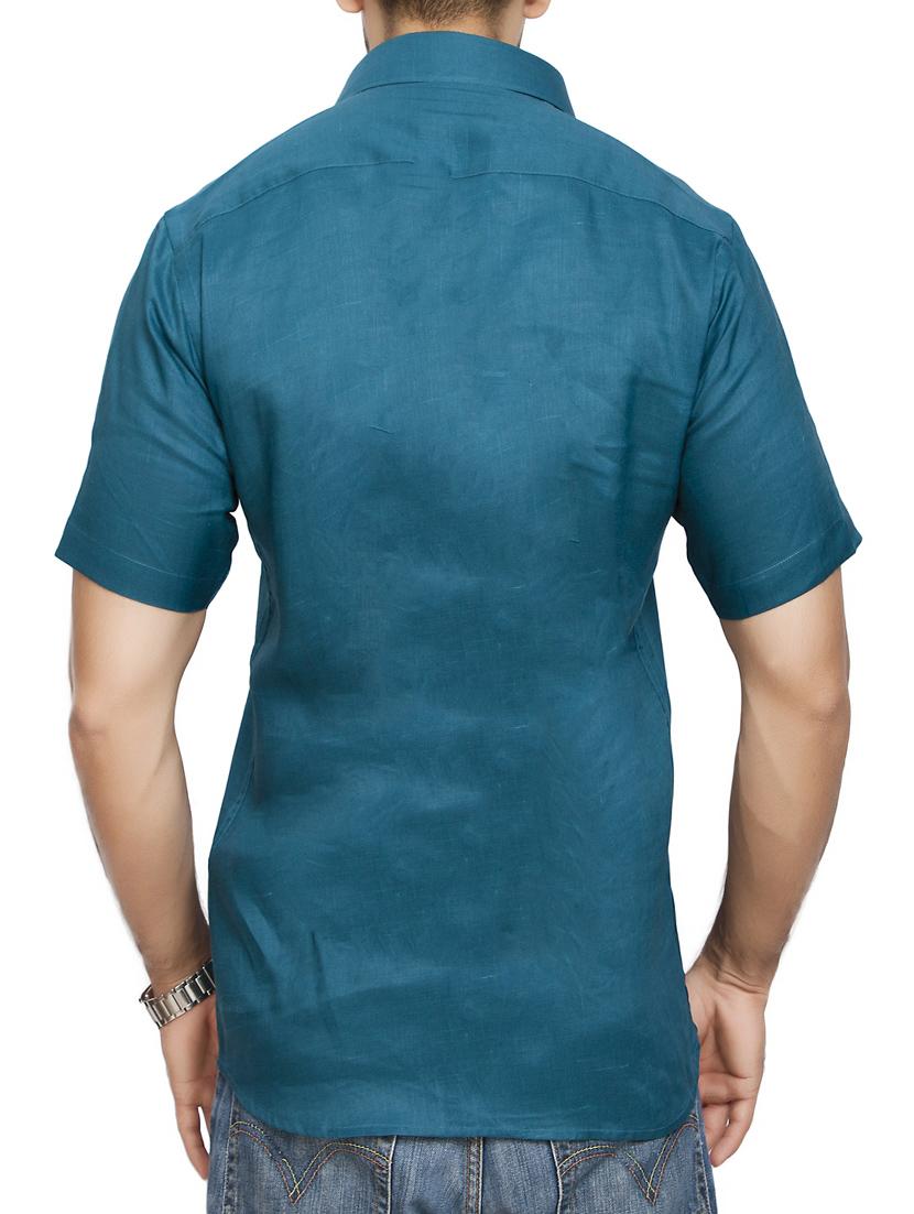blue cotton casual shirt - 14893524 - Zoom Image - 3