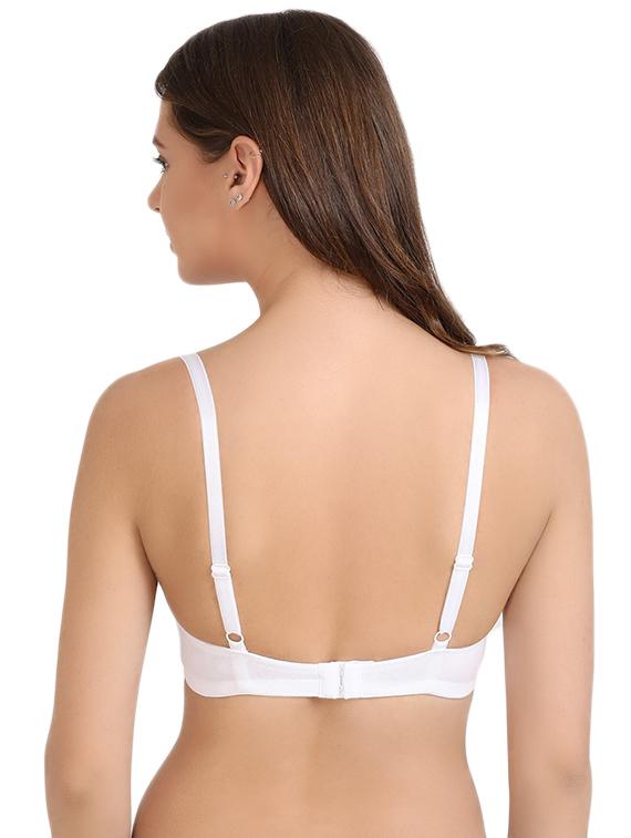 white cotton solid bra - 14893727 - Zoom Image - 3