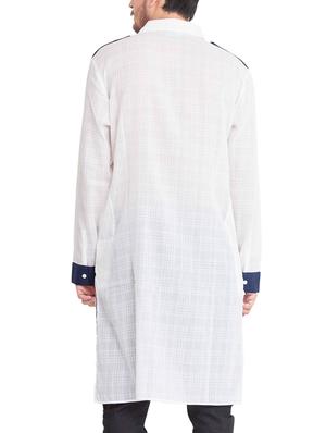 white cotton long kurta - 14893730 - Standard Image - 3
