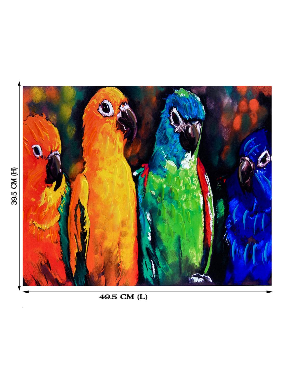 Deep Multicolor Parrots Canvas Painting - 14893946 - Zoom Image - 3