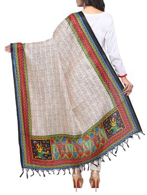 beige art silk printed dupatta - 14894005 - Standard Image - 3