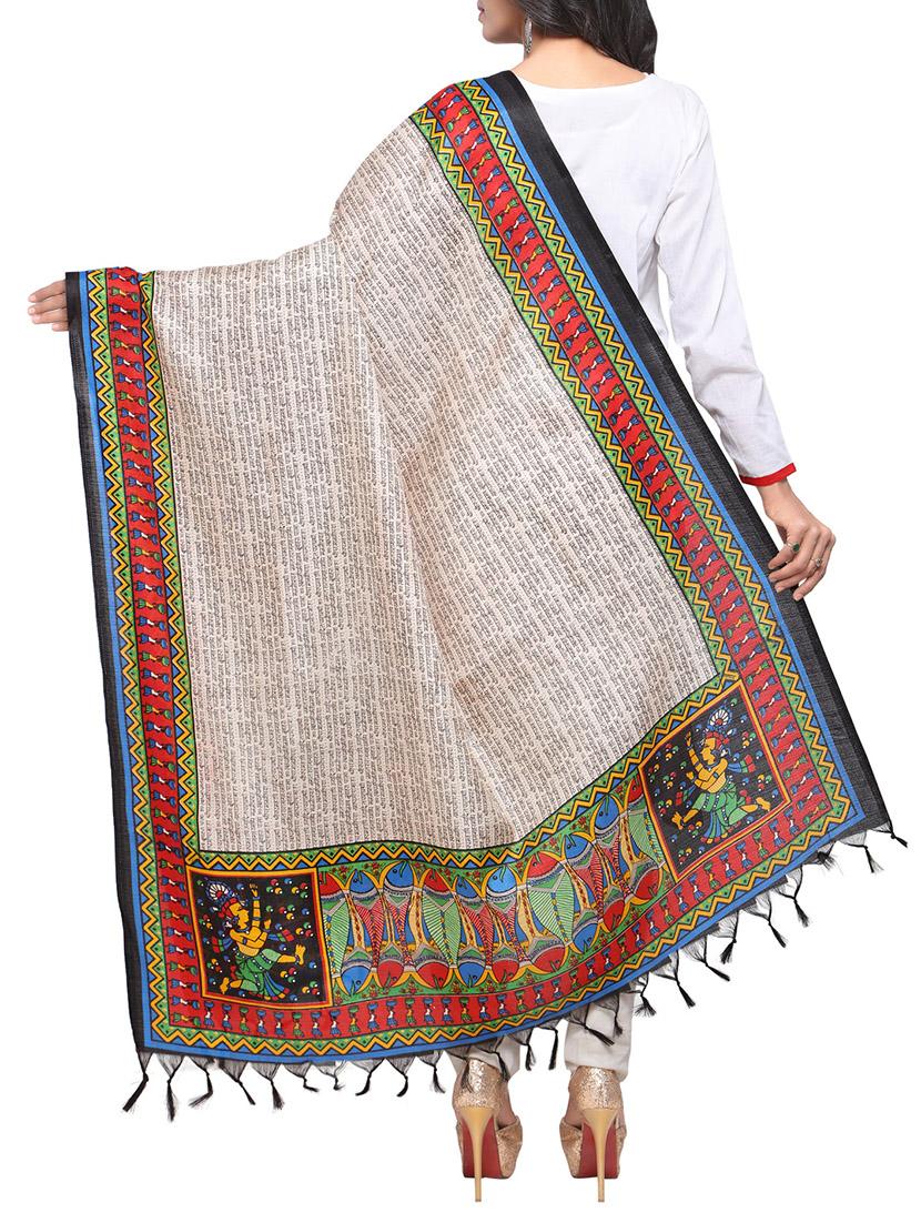 beige art silk printed dupatta - 14894005 - Zoom Image - 3