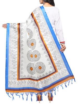 off-white art silk printed dupatta - 14894010 - Standard Image - 3
