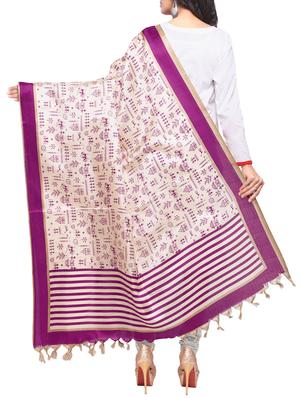 purple art silk printed dupatta - 14894023 - Standard Image - 3
