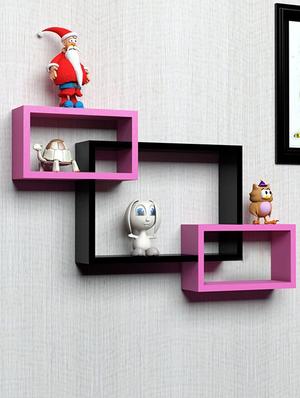 Wooden Rack Living Decor Intersecting Floating Wall Shelves - 14894225 - Standard Image - 3
