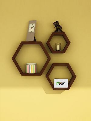 Home Deco Hexagon Shape Storage Wall Shelves Set Of 3 - 14894262 - Standard Image - 3