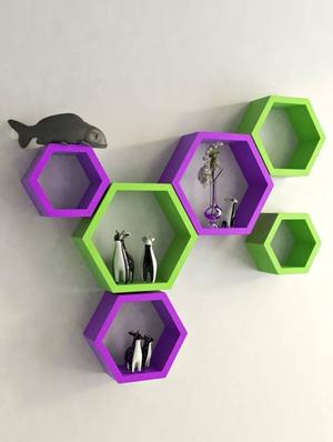 Home Deco Hexagon Shape Storage Wall Shelves Set Of 6 - 14894282 - Standard Image - 3