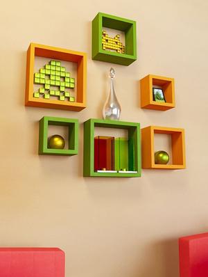 Wooden Nesting Square Wall Shelf Set of 6 - 14894316 - Standard Image - 3