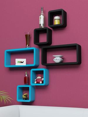 Decor Wall Rack Shelves Cube Rectangle Designer Wall Shelf Set Of 6 - 14894341 - Standard Image - 3