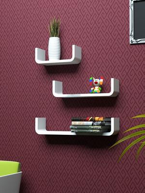 Set of 3 U Shape Wall Shelves - 14894386 - Standard Image - 3
