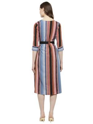 brown crepe wrap dress - 14895045 - Standard Image - 3