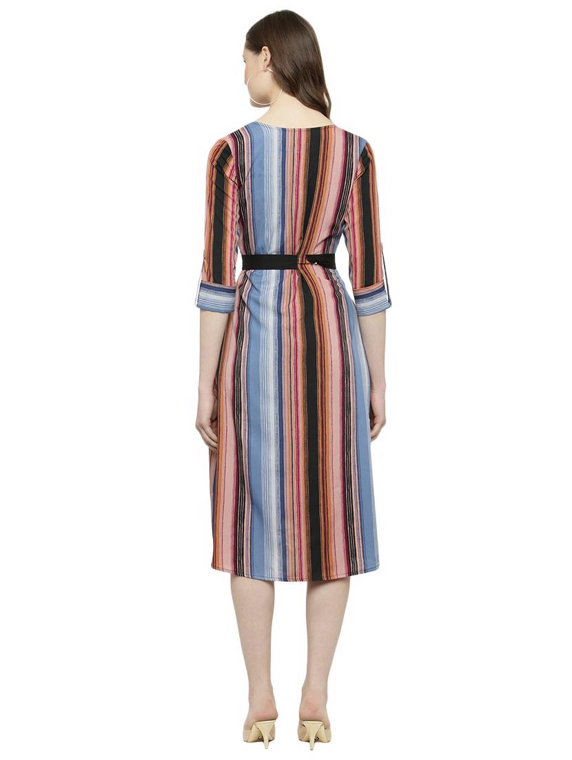 brown crepe wrap dress - 14895045 - Zoom Image - 3
