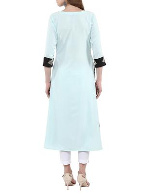 sky blue crepe flared kurta - 14895062 - Standard Image - 3