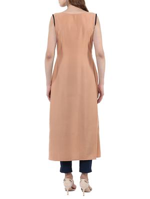 beige crepe flared kurta - 14895070 - Standard Image - 3
