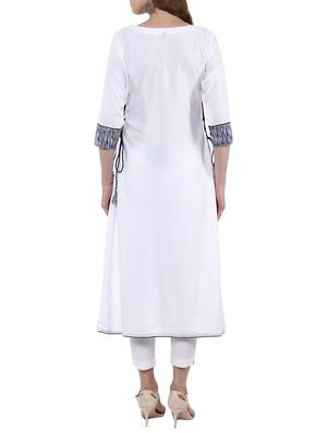 white crepe flared kurta - 14895086 - Standard Image - 3