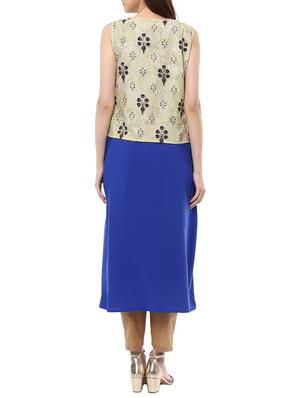 blue crepe a-line kurta - 14895097 - Standard Image - 3