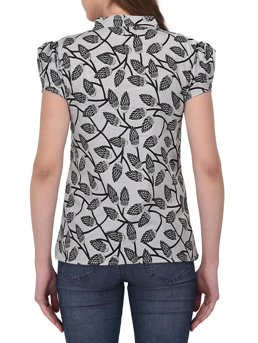 grey printed ruffled top - 14895780 - Zoom Image - 3