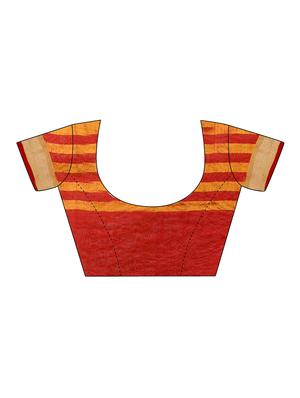 orange silk blend woven saree with blouse - 14896118 - Standard Image - 3
