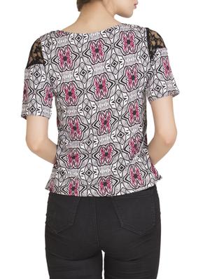 lace insery printed top - 14896401 - Standard Image - 3