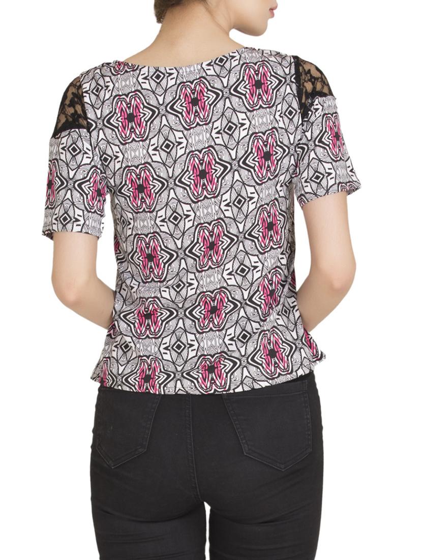 lace insery printed top - 14896401 - Zoom Image - 3