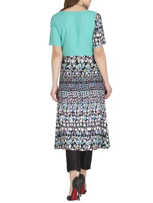 blue crepe a-line kurta - 14896414 - Standard Image - 3
