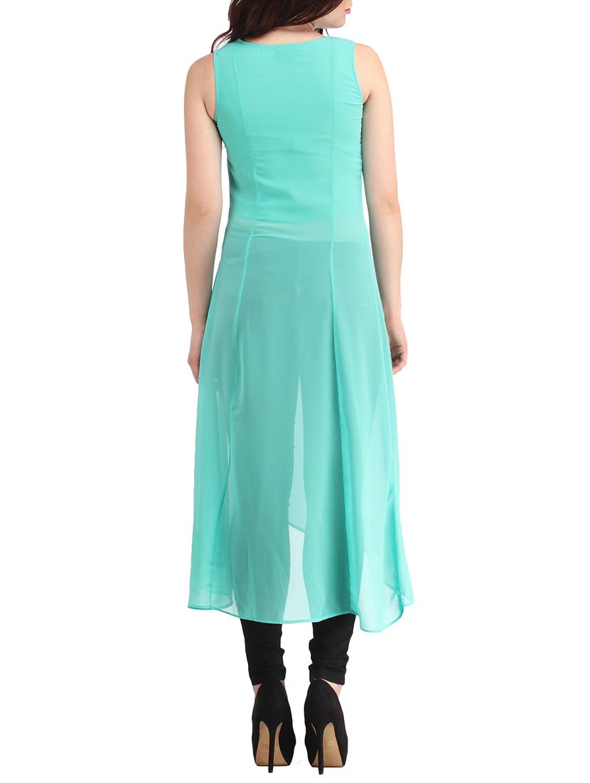light blue georgette assymmetric tunic - 14896487 - Zoom Image - 3