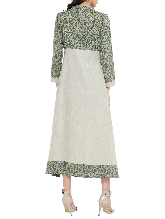 green printed a-line dress - 14897842 - Zoom Image - 3