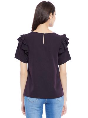 solid purple casual top - 14898431 - Standard Image - 3
