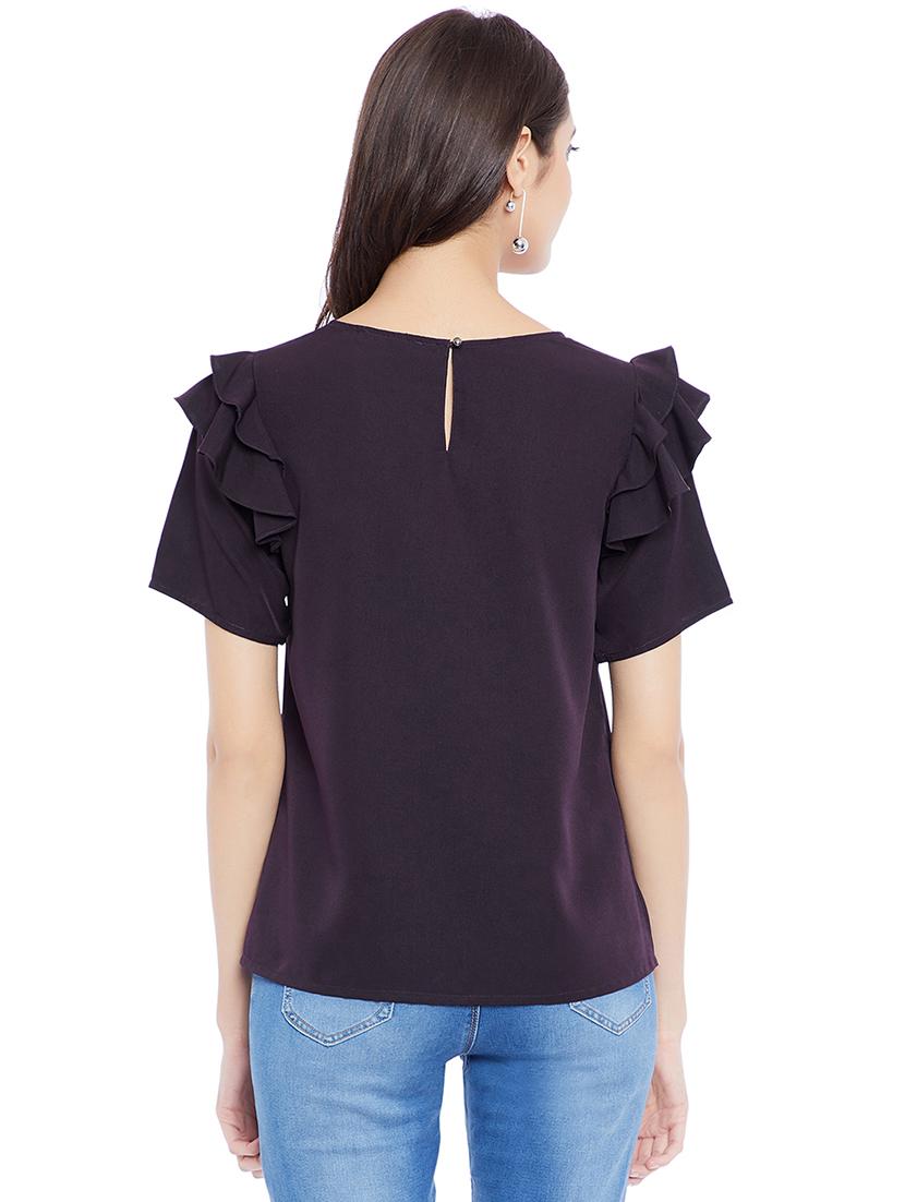 solid purple casual top - 14898431 - Zoom Image - 3
