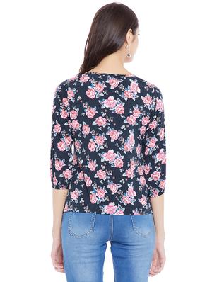 navy blue floral casual top - 14898432 - Standard Image - 3