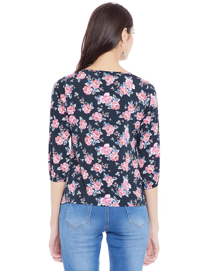 navy blue floral casual top - 14898432 - Zoom Image - 3