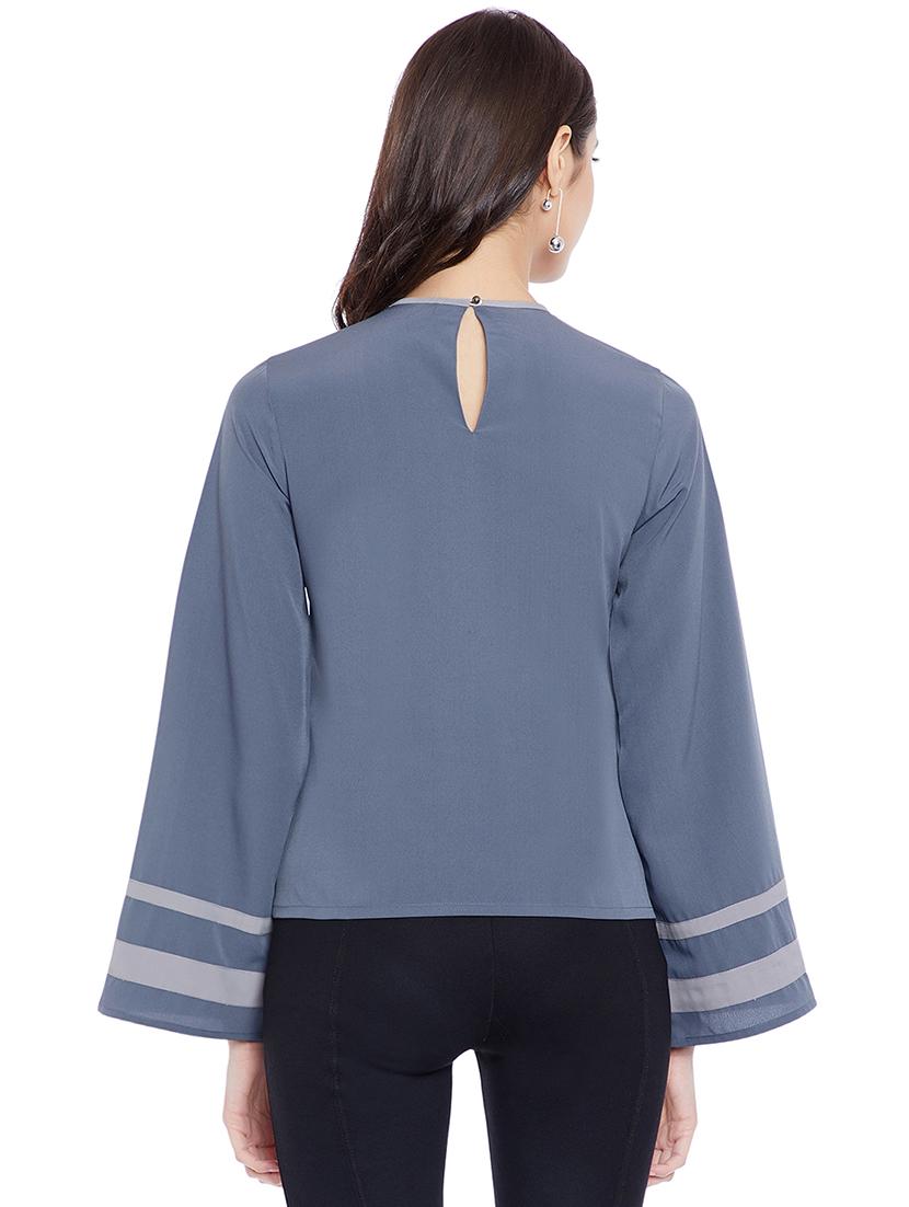 solid grey casual top - 14898436 - Zoom Image - 3