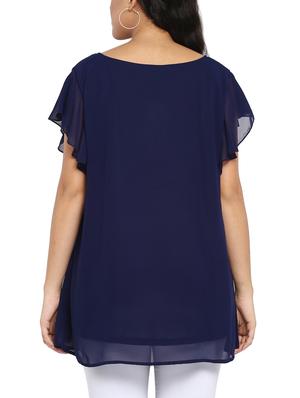 navy blue georgette plus tunic - 14898925 - Standard Image - 3