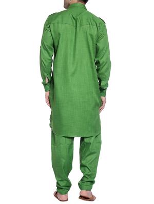 green cotton pathani ethnic wear set - 14899883 - Standard Image - 3