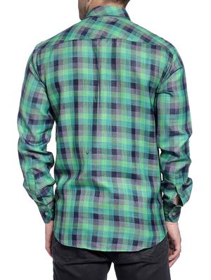 green cotton casual shirt - 14899918 - Standard Image - 3