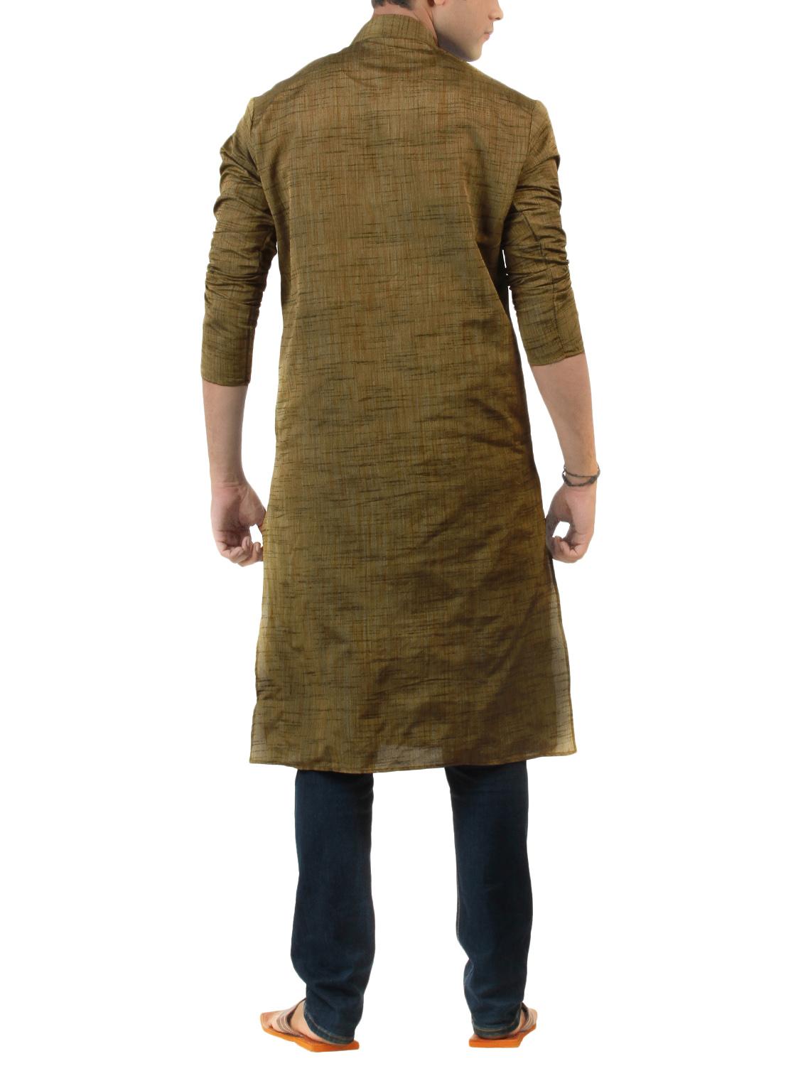 brown khadi long kurta - 14900189 - Zoom Image - 3