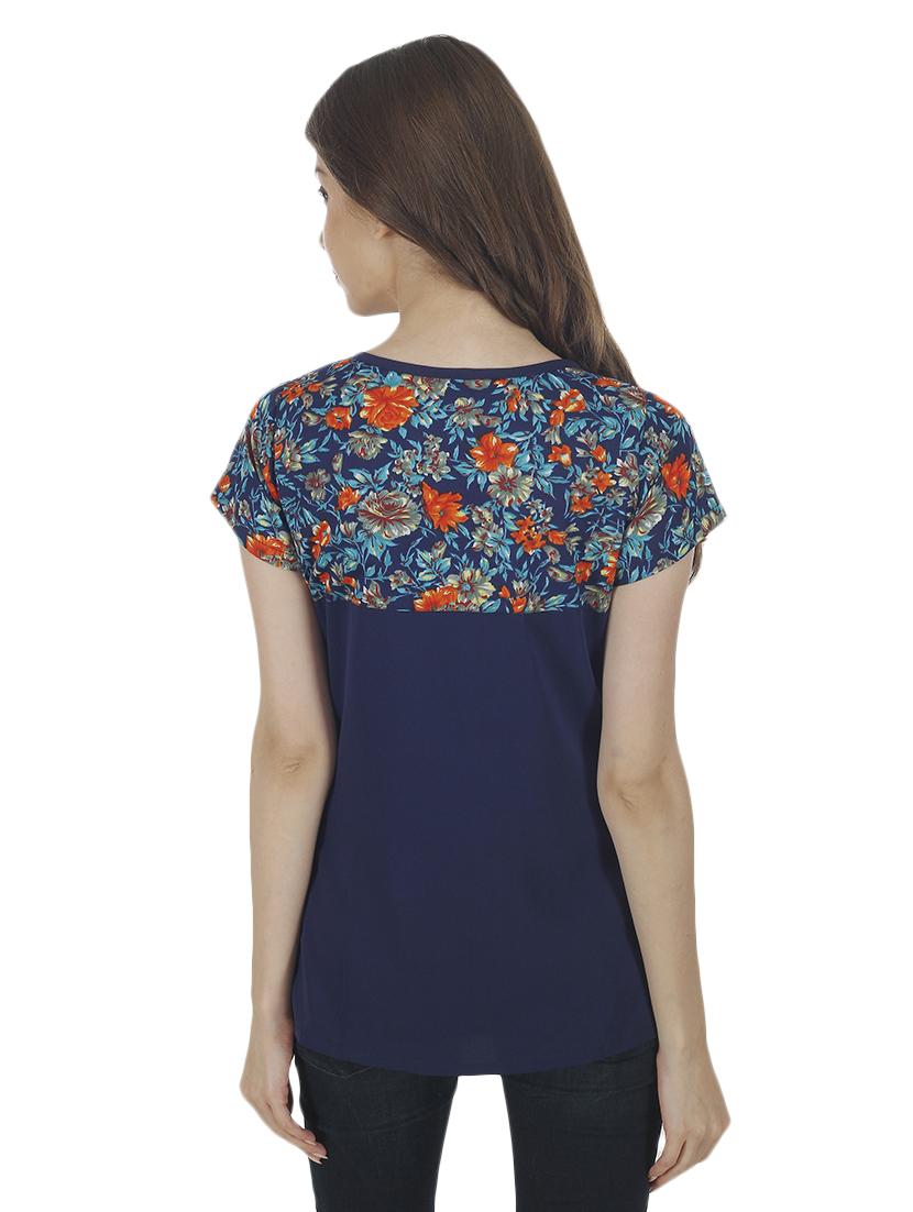 navy blue crepe top - 14900621 - Zoom Image - 3