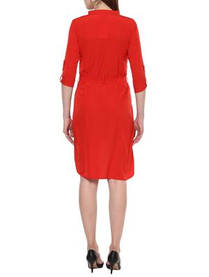 red solid high low dress - 14900640 - Standard Image - 3
