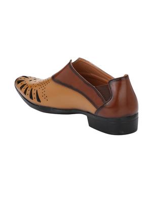 tan Leatherette slip on sandal - 14900664 - Standard Image - 3
