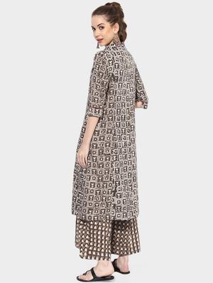 black cotton a-line kurta - 14901683 - Standard Image - 3