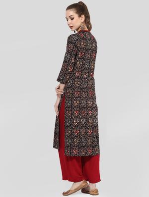 Indian Dobby brown cotton straight kurta - 14901696 - Standard Image - 3
