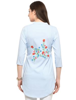 blue printed crepe tunic - 14901908 - Standard Image - 3