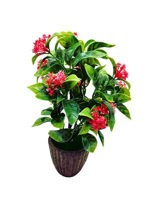 Artificial Plant With Large Green Leaves and Red Flowers - 14902080 - Standard Image - 3