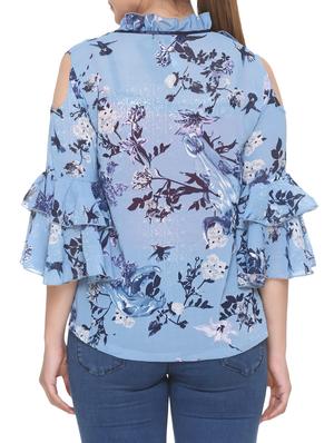 blue georgette ruffled top - 14902270 - Standard Image - 3